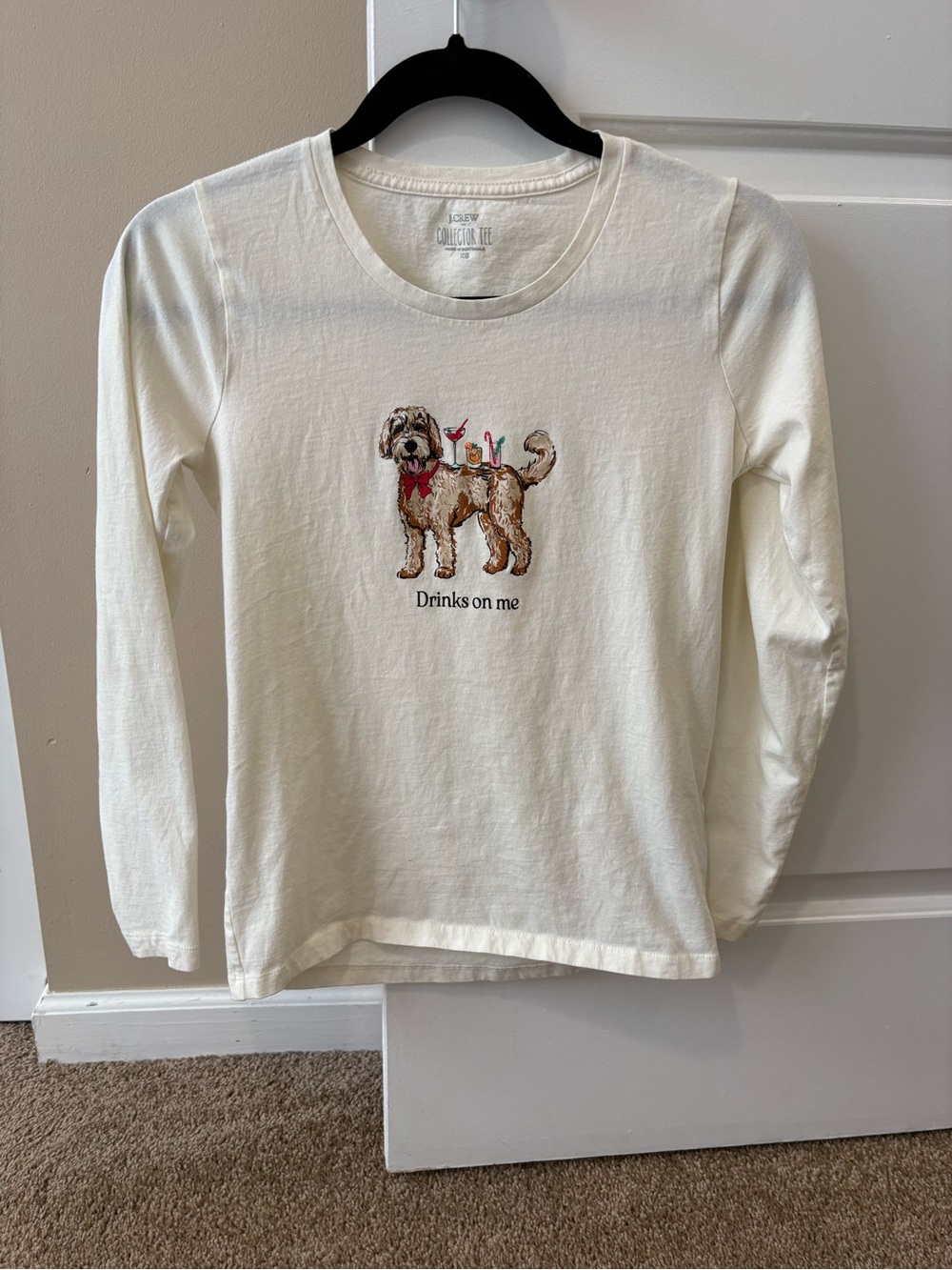 J.Crew Christmas Collectors Long-Sleeve T-Shirt Cream